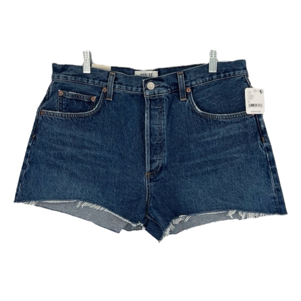 AGOLDE Mila Vintage High Rise Dark Wash Cutoff Classic Denim Shorts 32 NWT